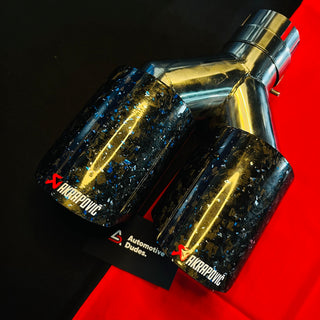 Akrapovic Dual Tip | Akra Blue Forged Carbon Dual Exhaust Tip