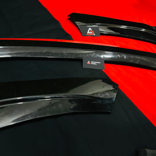 Universal 4 Pc Gloss Black Front Splitter Kit with Red Lip – ABS Body Kit for Cars