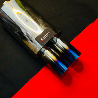 HKS Dual Tip Free Flow Exhaust Muffler | Burnt Tip Universal Silencer | Performance Exhaust Upgrade