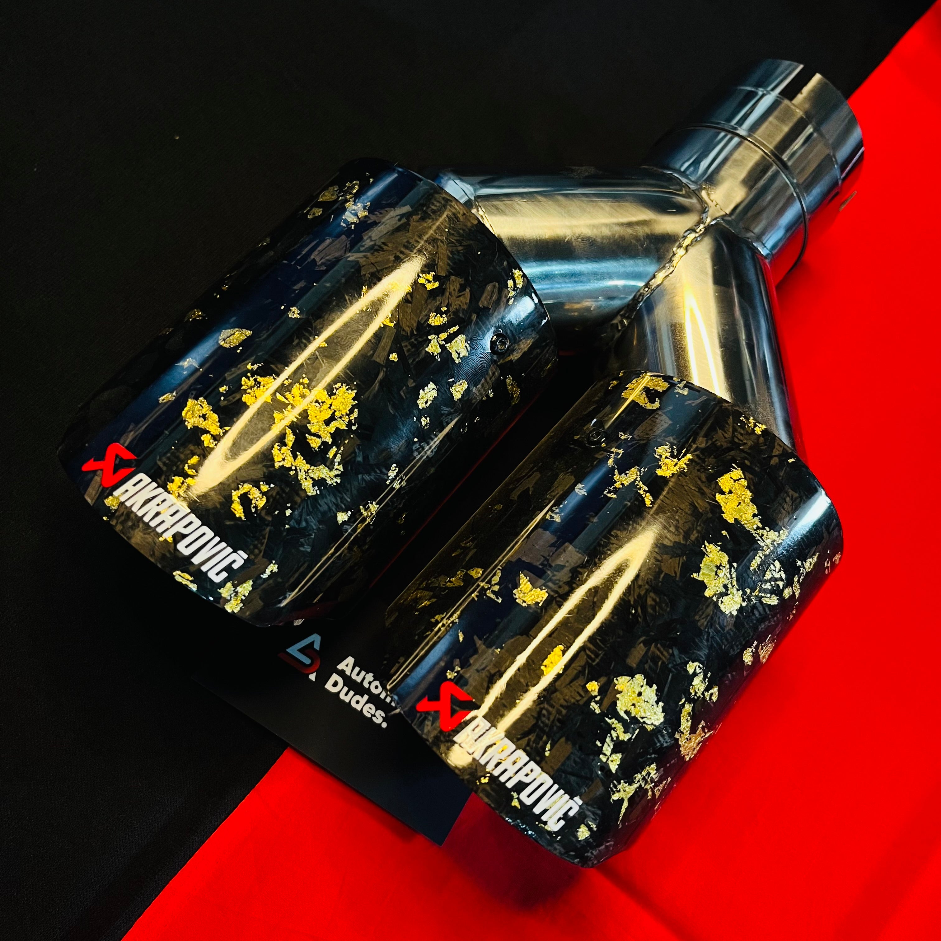 Akrapovic Dual Tip | Akra Golden Forged Carbon Dual Exhaust TipFit