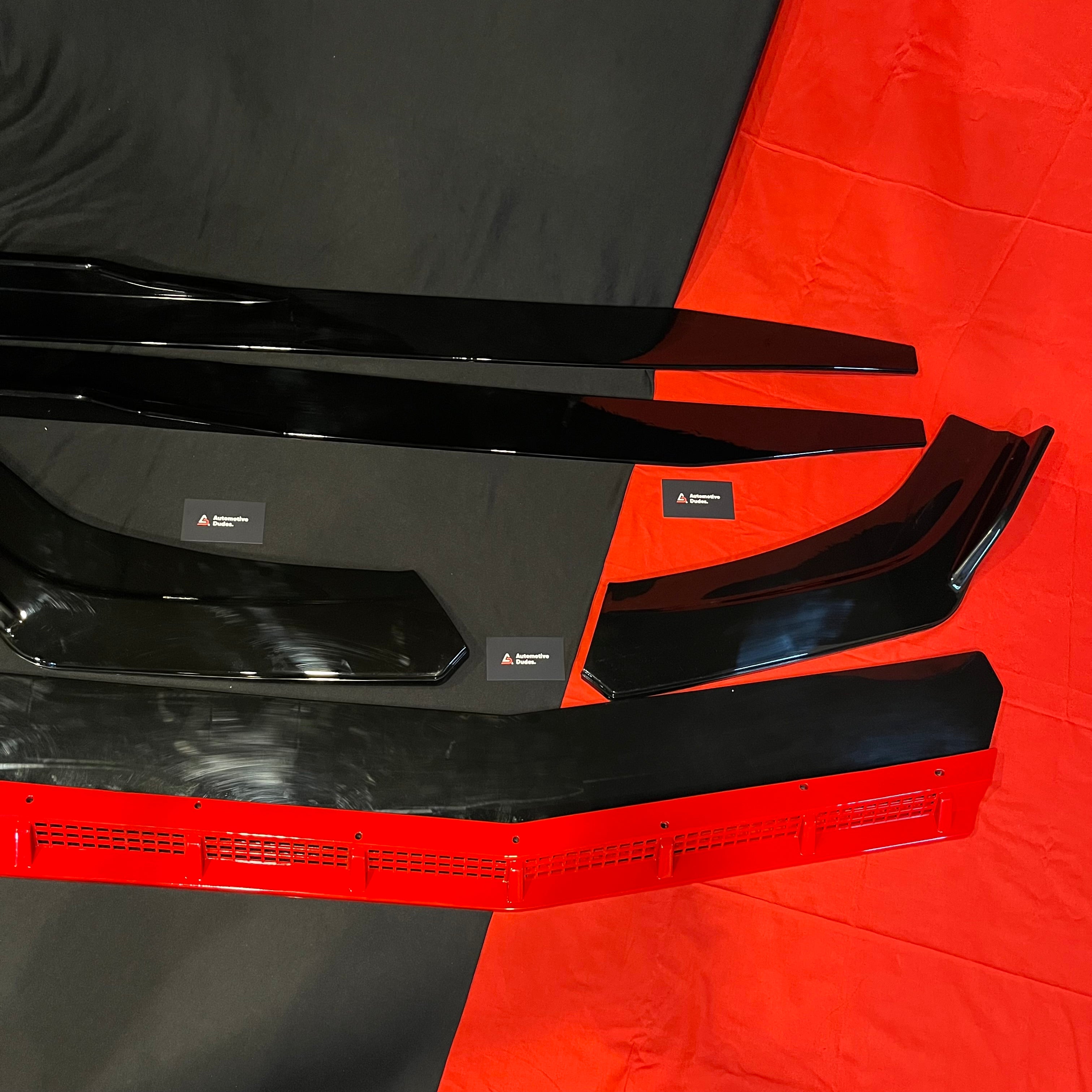 Universal 6 PC Rocket Splitter (Black with Red Lip | ABS)