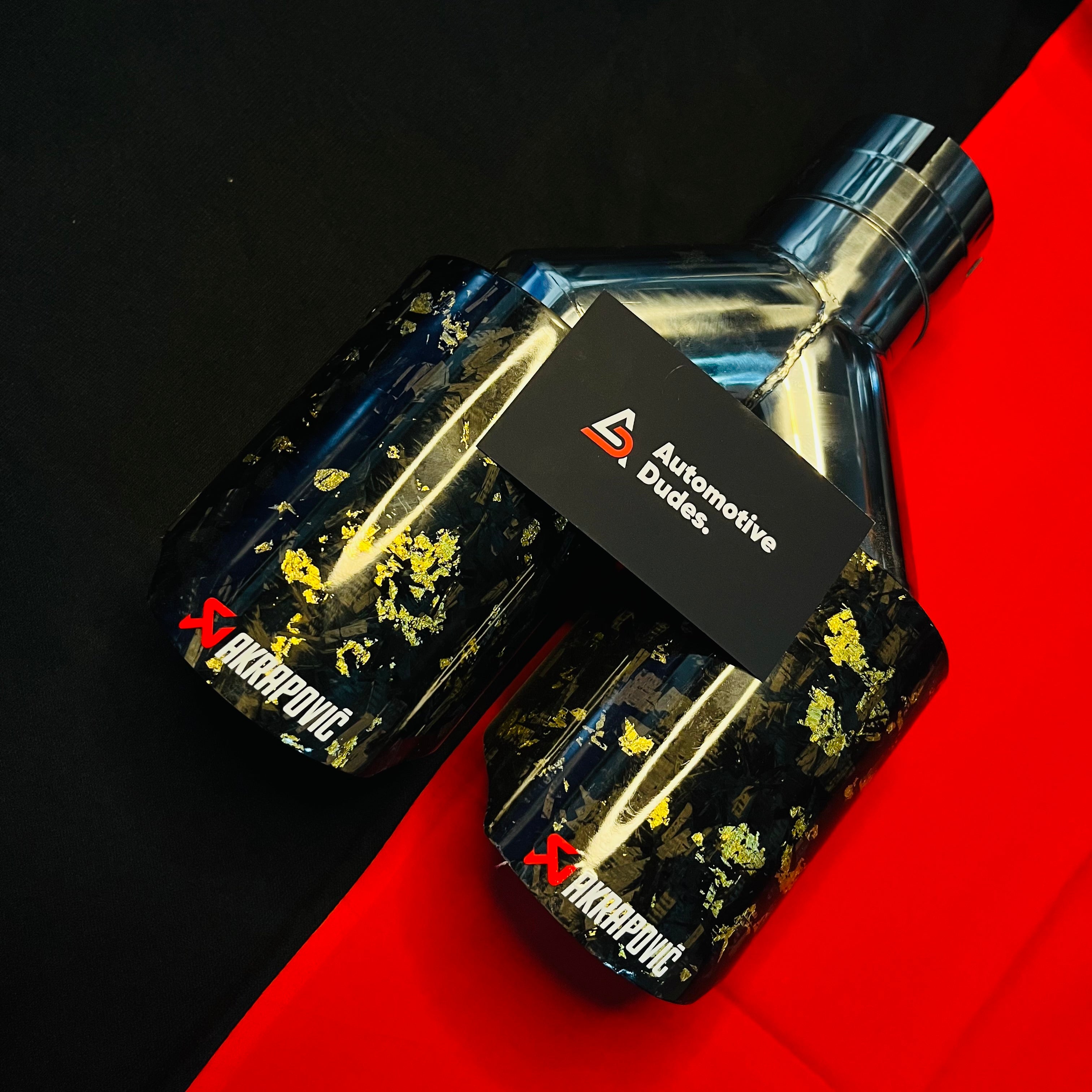 Akrapovic Dual Tip | Akra Golden Forged Carbon Dual Exhaust TipFit