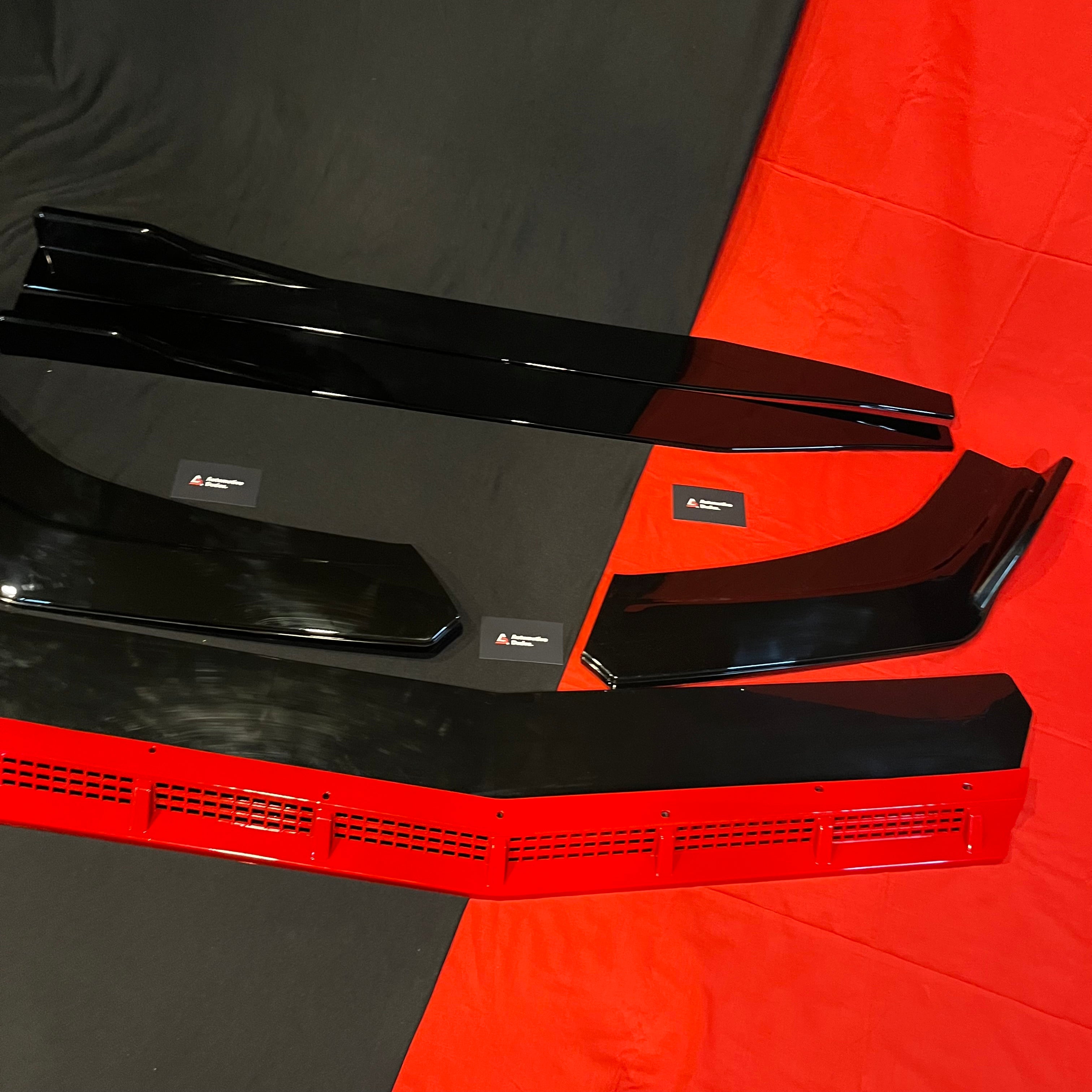 Universal 6 PC Rocket Splitter (Black with Red Lip | ABS)