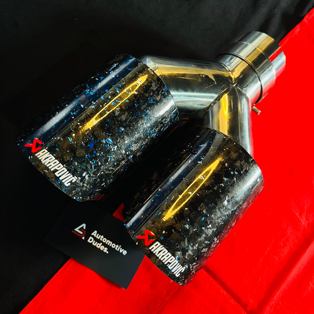 Akrapovic Dual Tip | Akra Blue Forged Carbon Dual Exhaust Tip