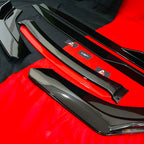 Universal 6 Pc Red Front Splitters & Side Skirts | Gloss Black | ABS