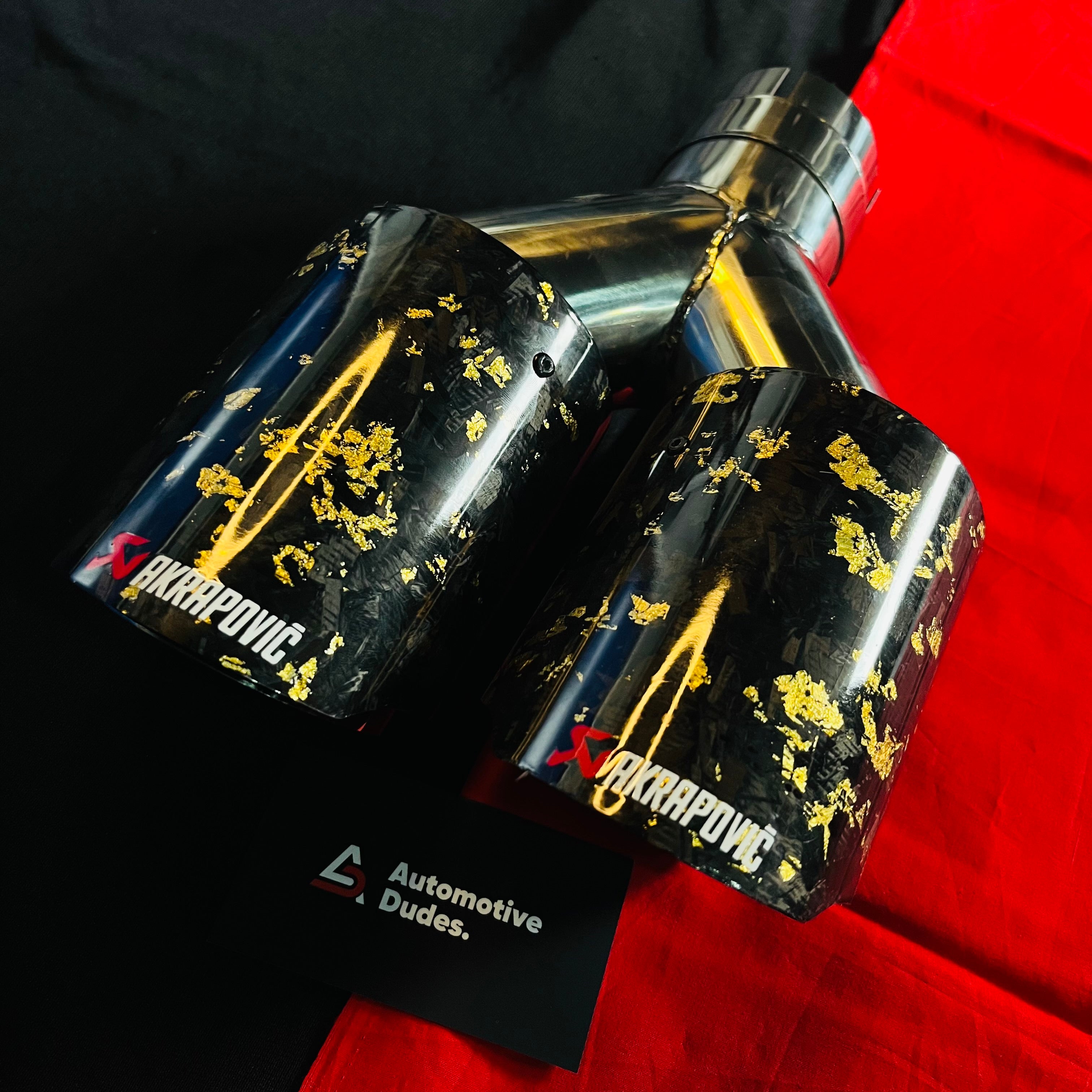 Akrapovic Dual Tip | Akra Golden Forged Carbon Dual Exhaust TipFit