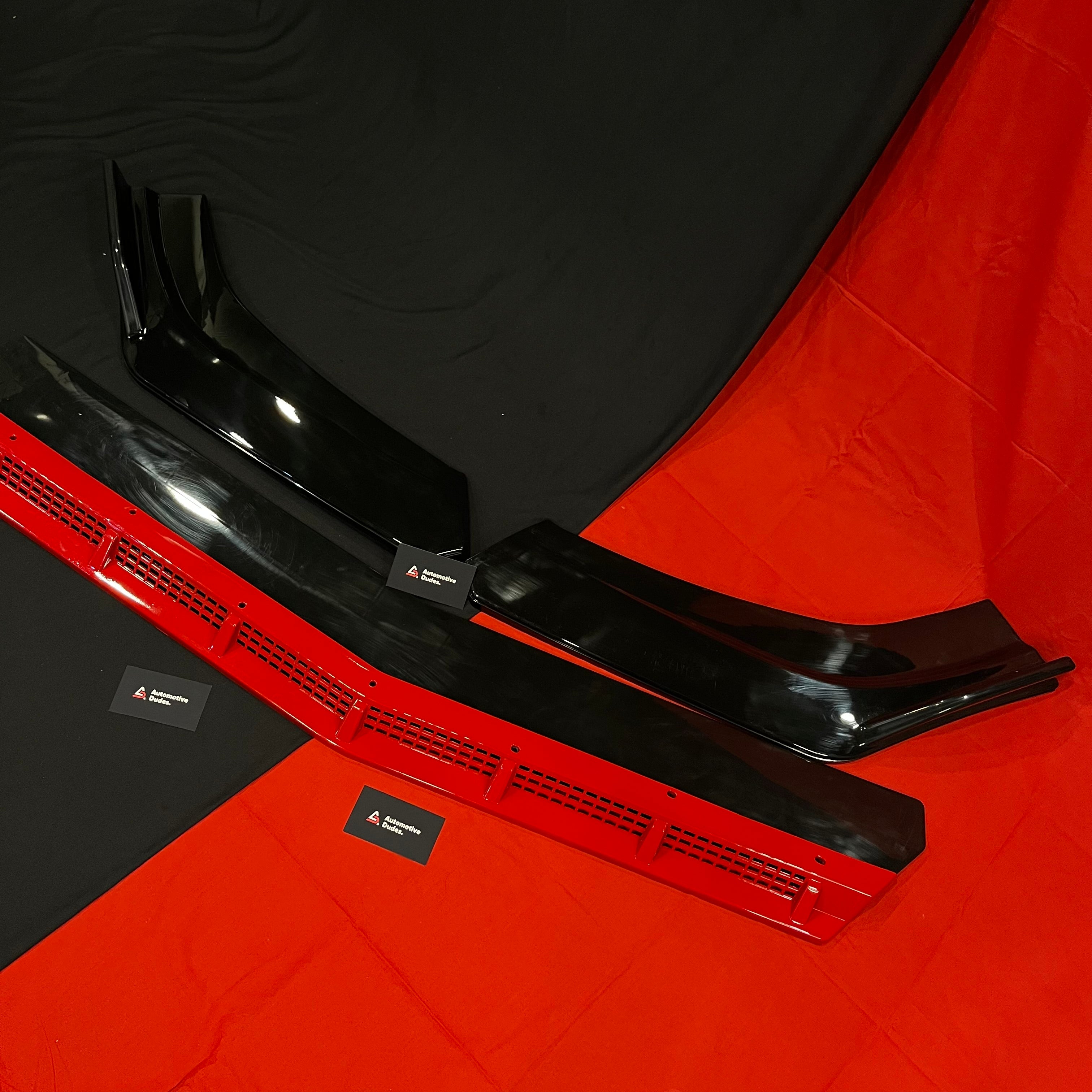 Universal 4 PC Rocket Splitter (Black with Red Lip | ABS)