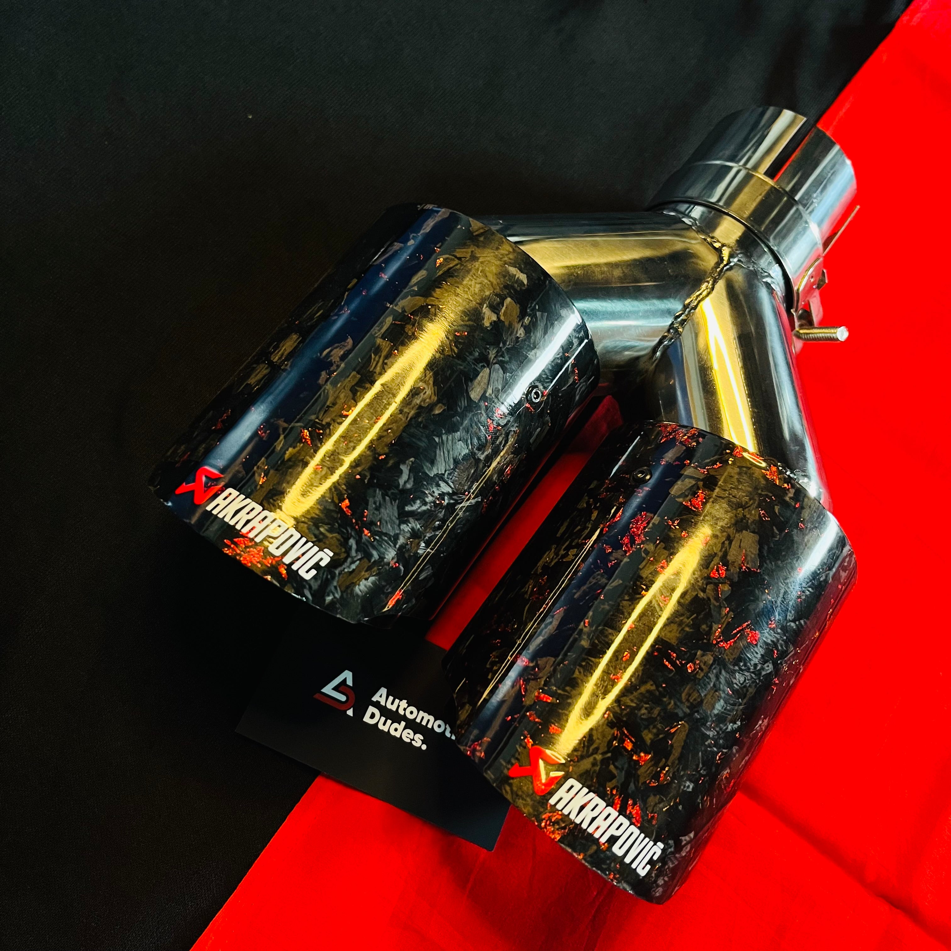 Akrapovic Dual Tip | Akra Red Forged Carbon Dual Exhaust Tip