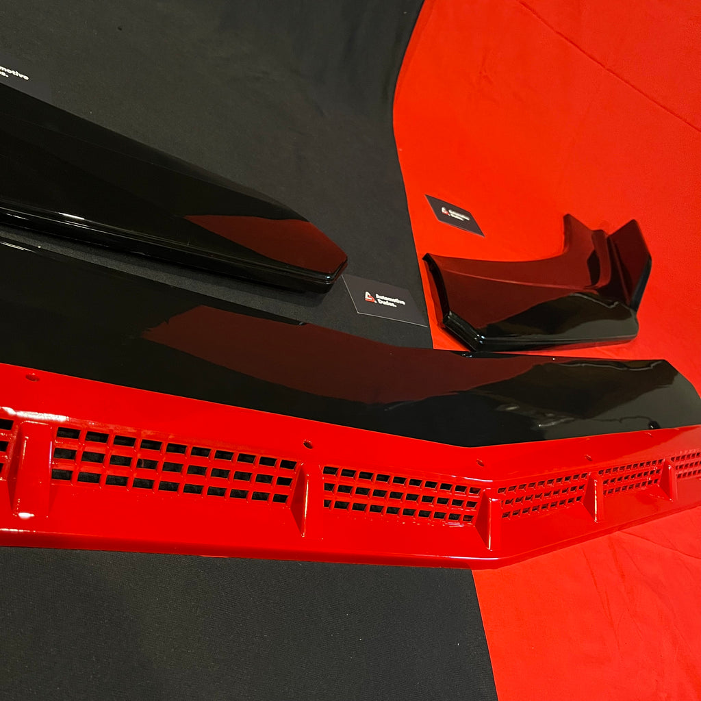 Universal 4 PC Rocket Splitter (Black with Red Lip | ABS)