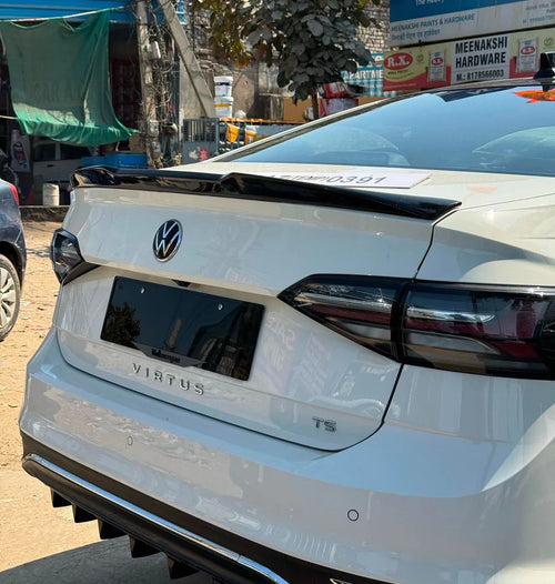 Rear Trunk Lip Spoiler for Volkswagen Virtus & Skoda Slavia | Gloss Black