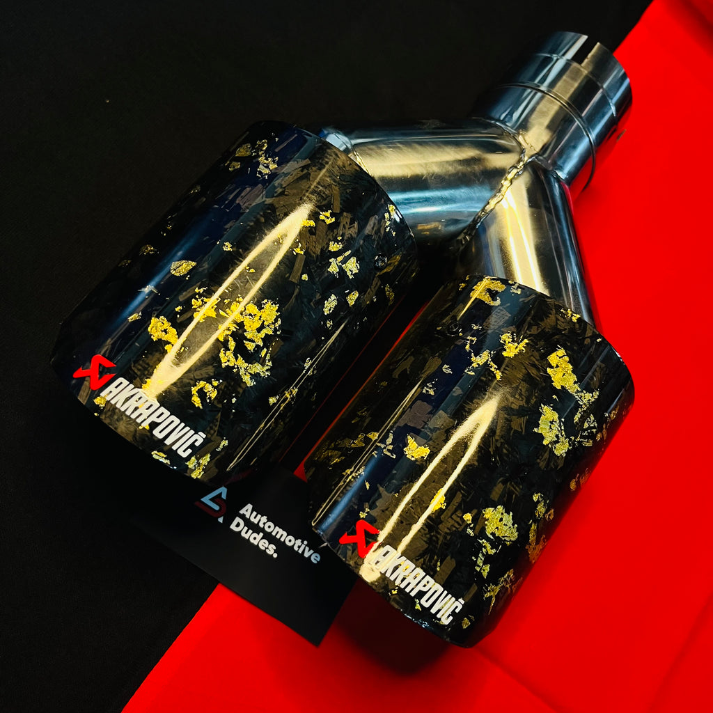 Akrapovic Dual Tip | Akra Golden Forged Carbon Dual Exhaust TipFit