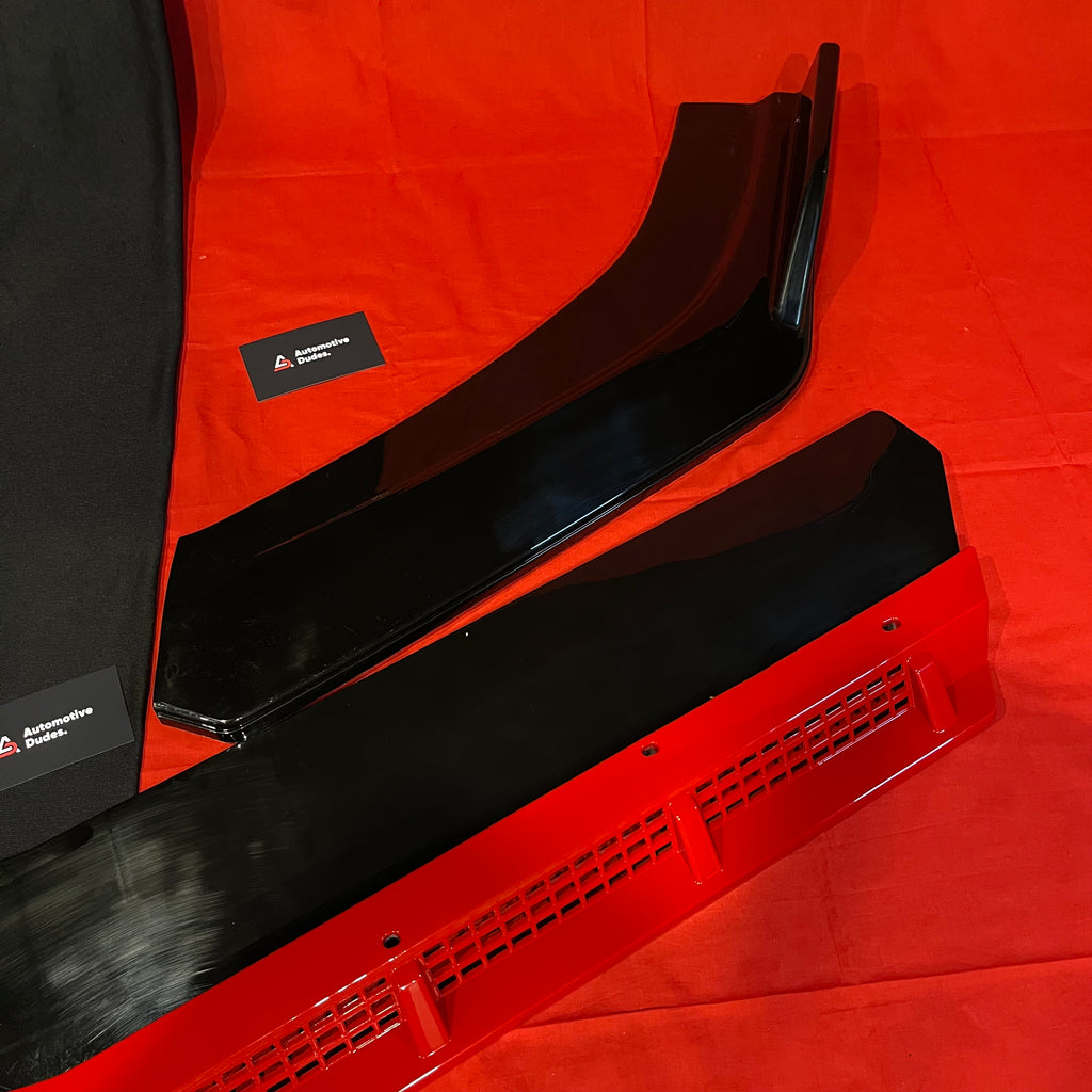 Universal 4 PC Rocket Splitter (Black with Red Lip | ABS)