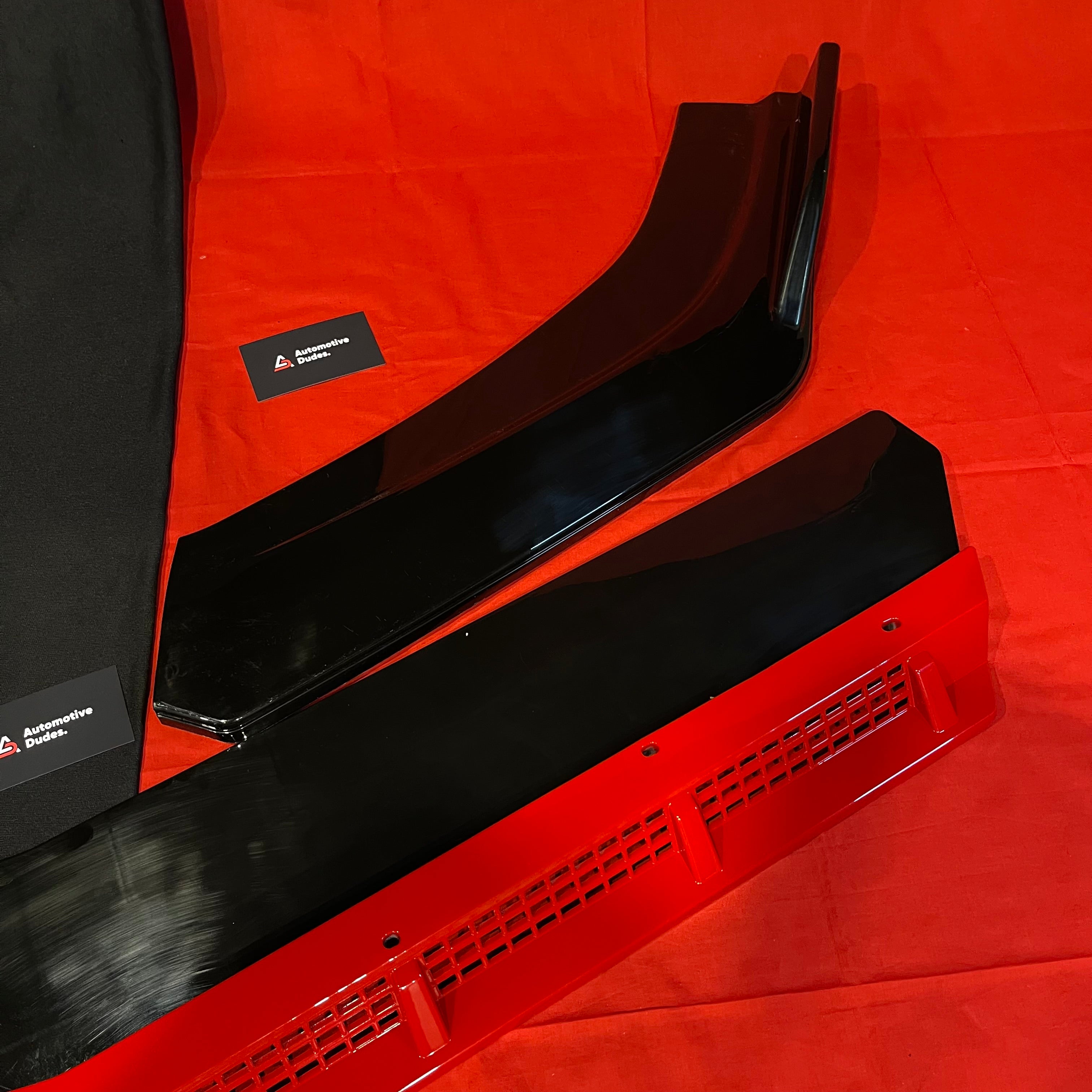 Universal 4 PC Rocket Splitter (Black with Red Lip | ABS)