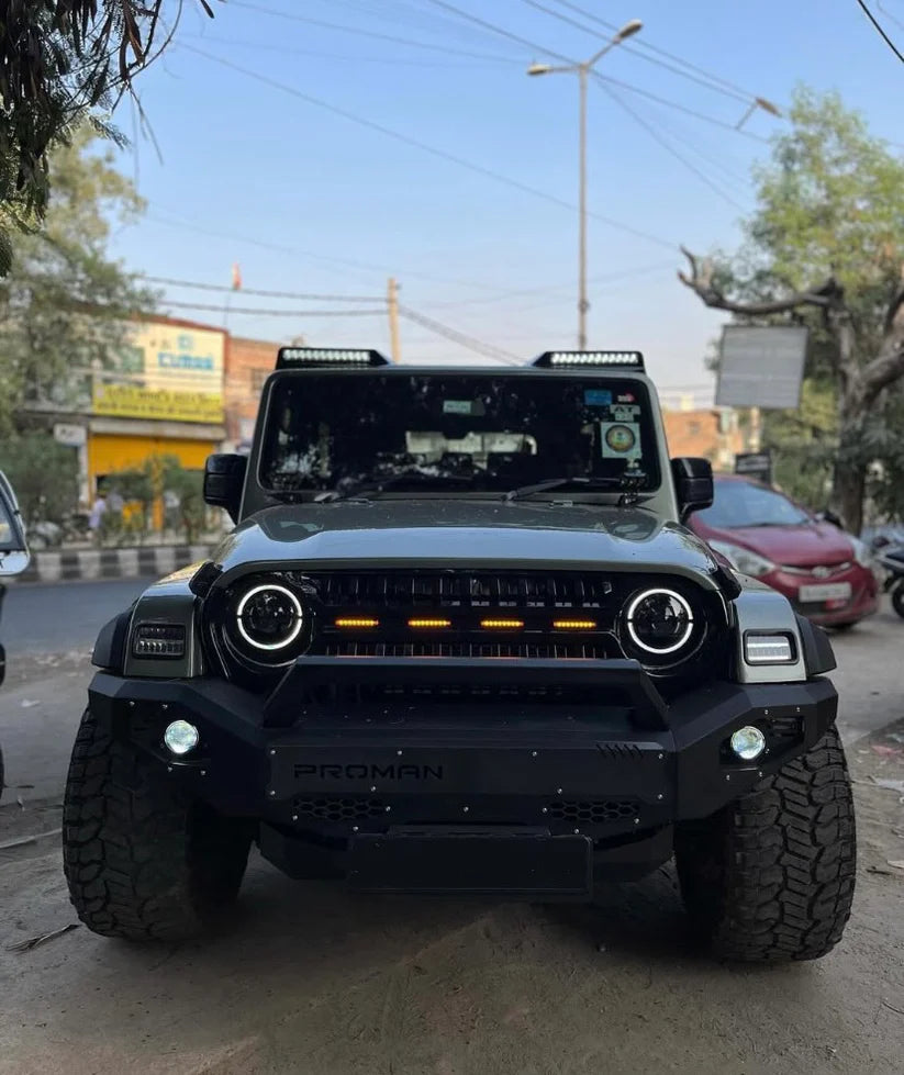 Front Gloss Black Angry Bird LED ABS Grill For Thar