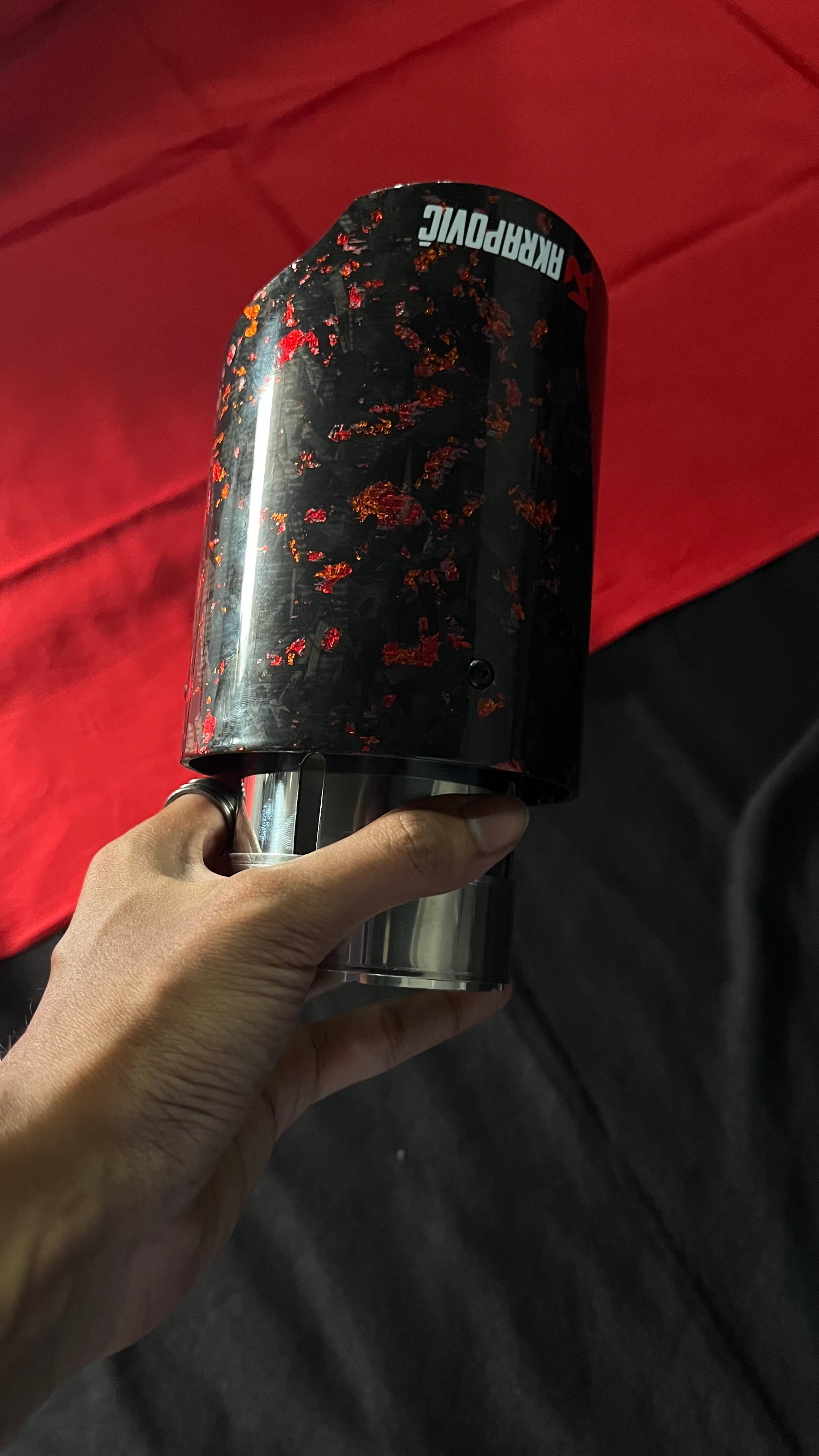 Akrapovic Exhaust Tip | Akra Red Forged Carbon Single Tip