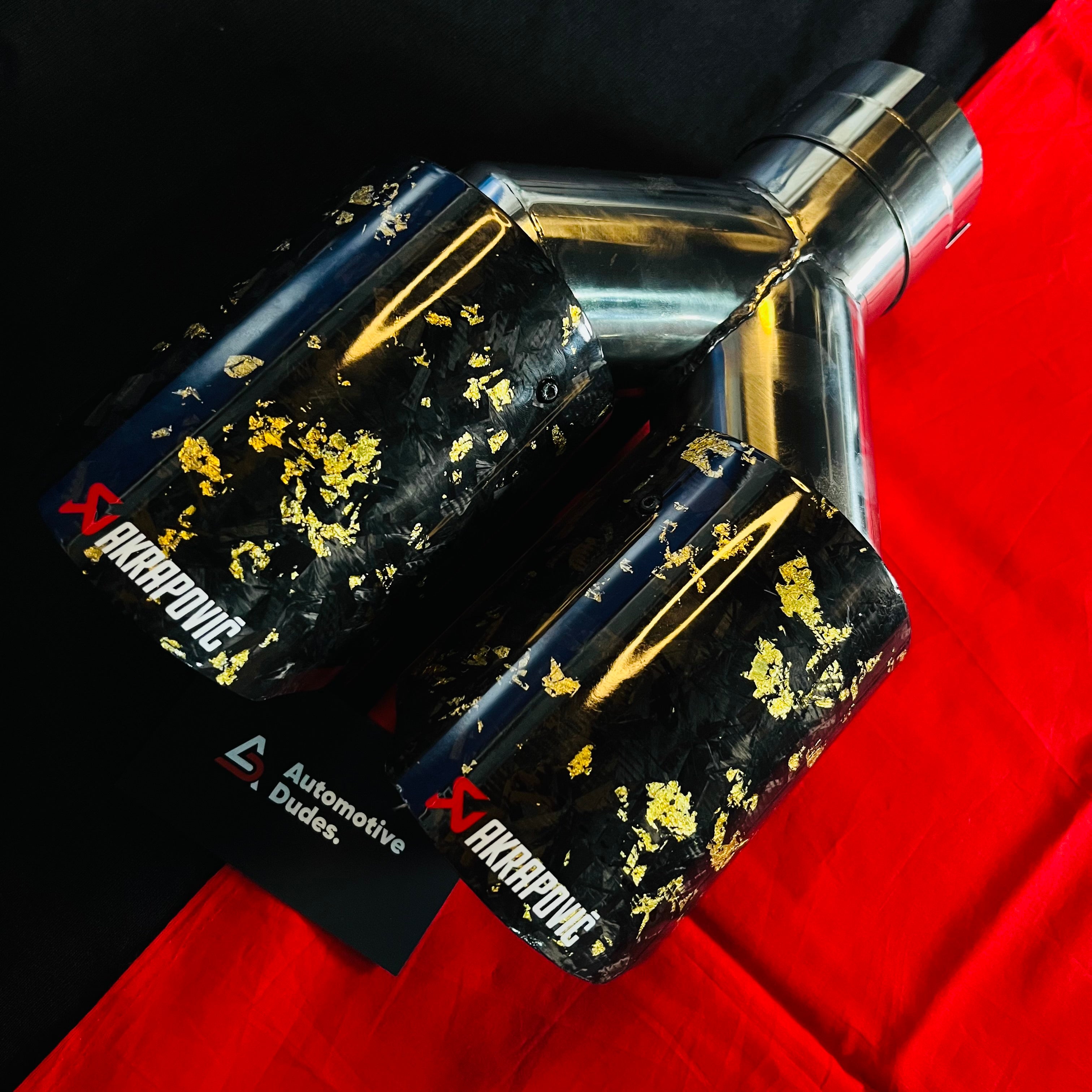 Akrapovic Dual Tip | Akra Golden Forged Carbon Dual Exhaust TipFit