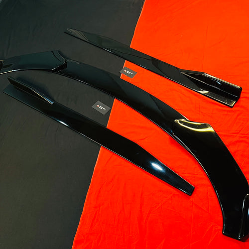 Universal 5 Pc Front Splitters and Side Skirts Kit Gloss Black