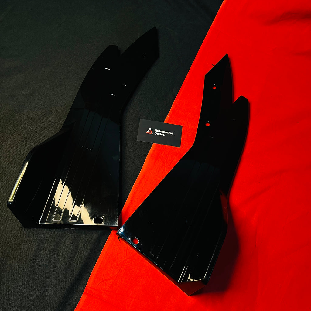 Full Body Splitter Kit for Cars | Gloss Black with Red Lip | ABS Universal Fit