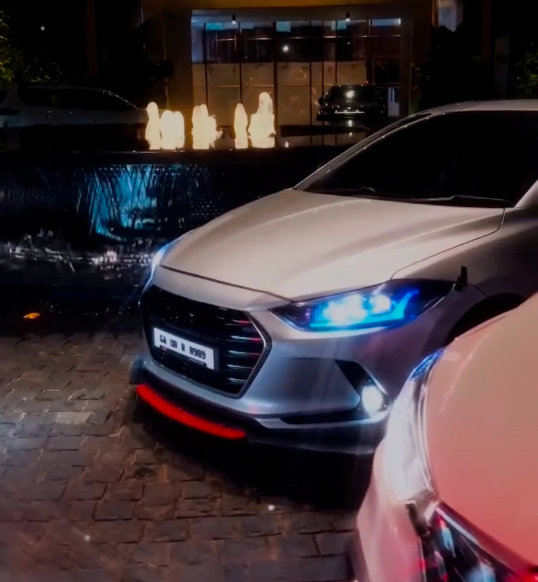 car with 4 pc front splitter 