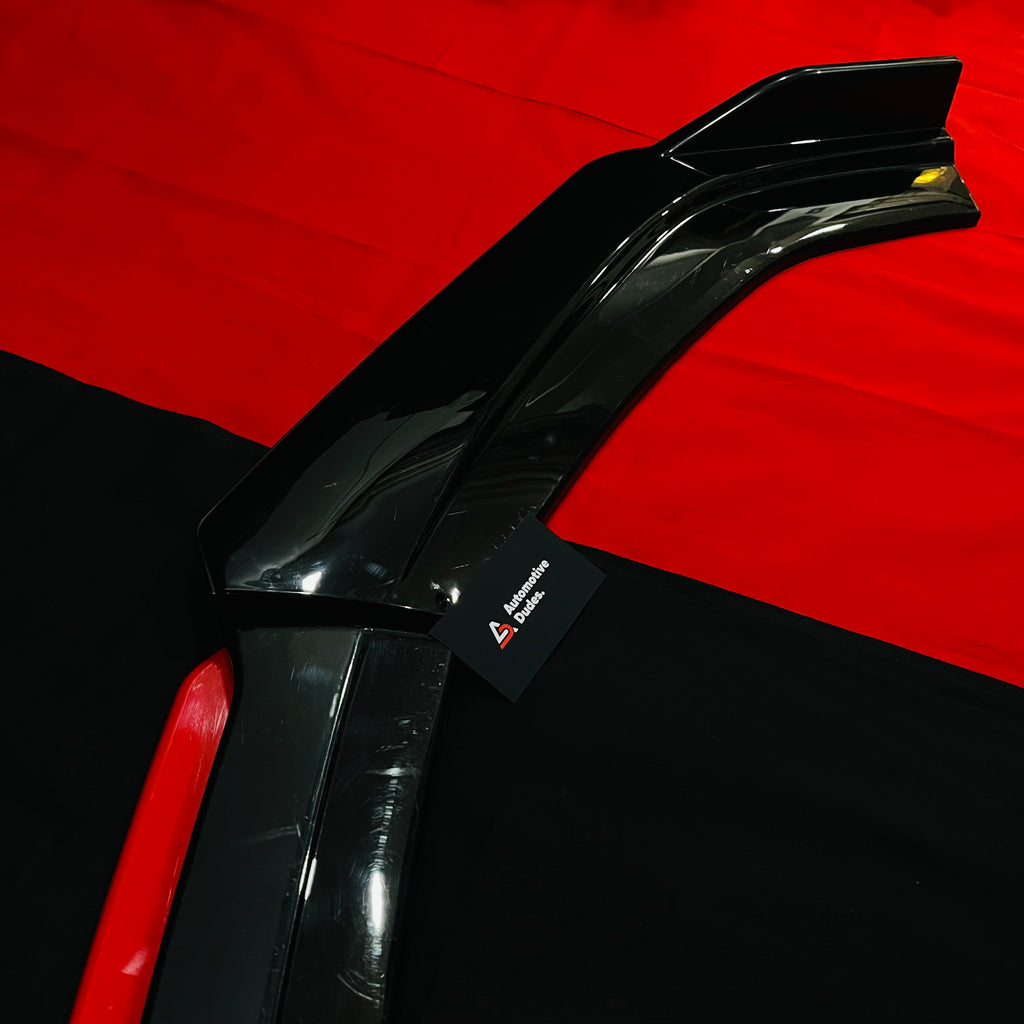 Universal 4 Pc Gloss Black Front Splitter Kit with Red Lip – ABS Body Kit for Cars