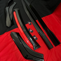 Universal 6 Pc Gloss Black Front Splitters with Red Lip and Side Skirts – ABS Car Styling Kit
