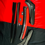 Universal 6 Pc Gloss Black Front Splitters with Red Lip and Side Skirts – ABS Car Styling Kit