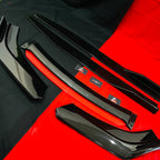 Universal 6 Pc Gloss Black Front Splitters with Red Lip and Side Skirts – ABS Car Styling Kit