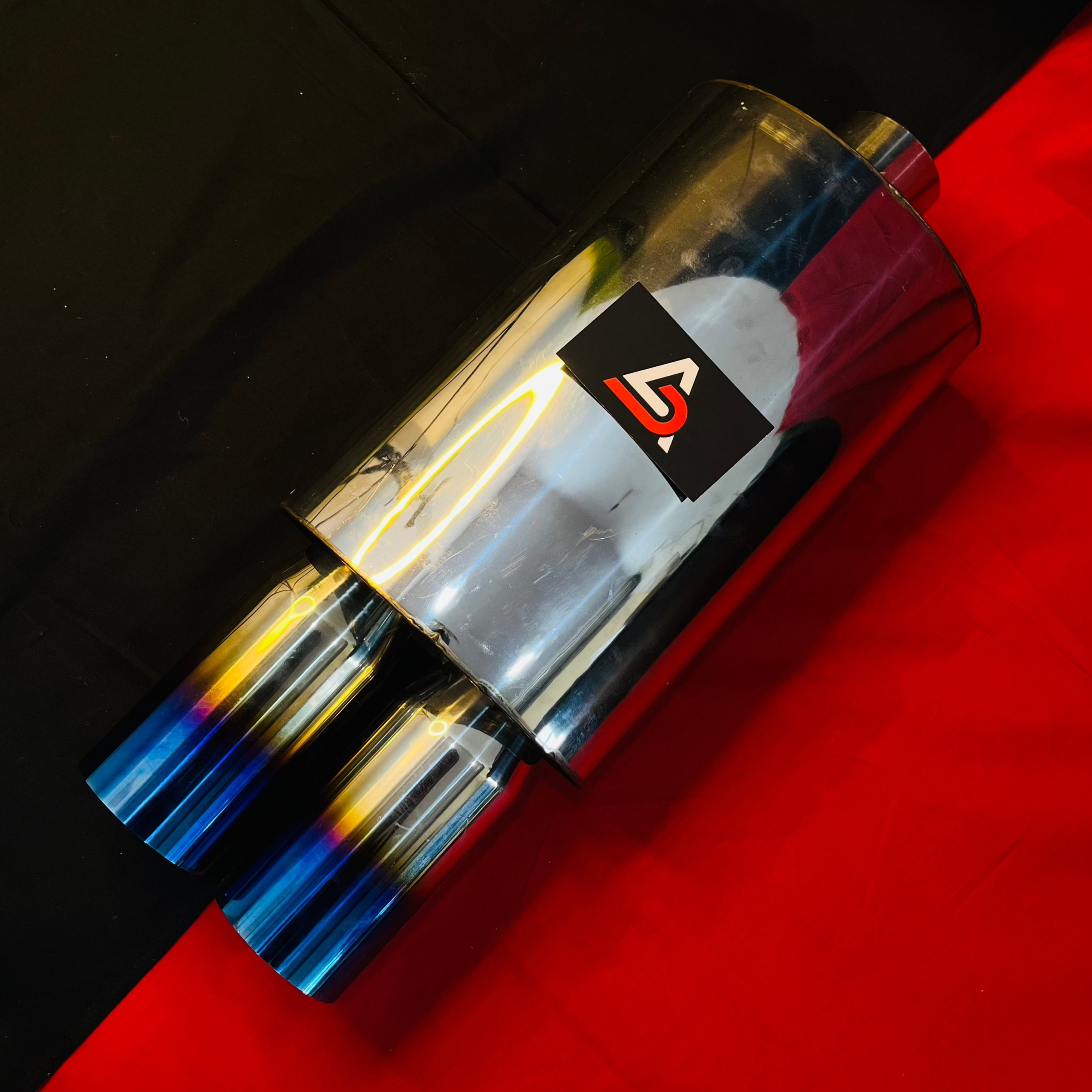 HKS Dual Tip Free Flow Exhaust Muffler | Burnt Tip Universal Silencer | Performance Exhaust  Upgrade