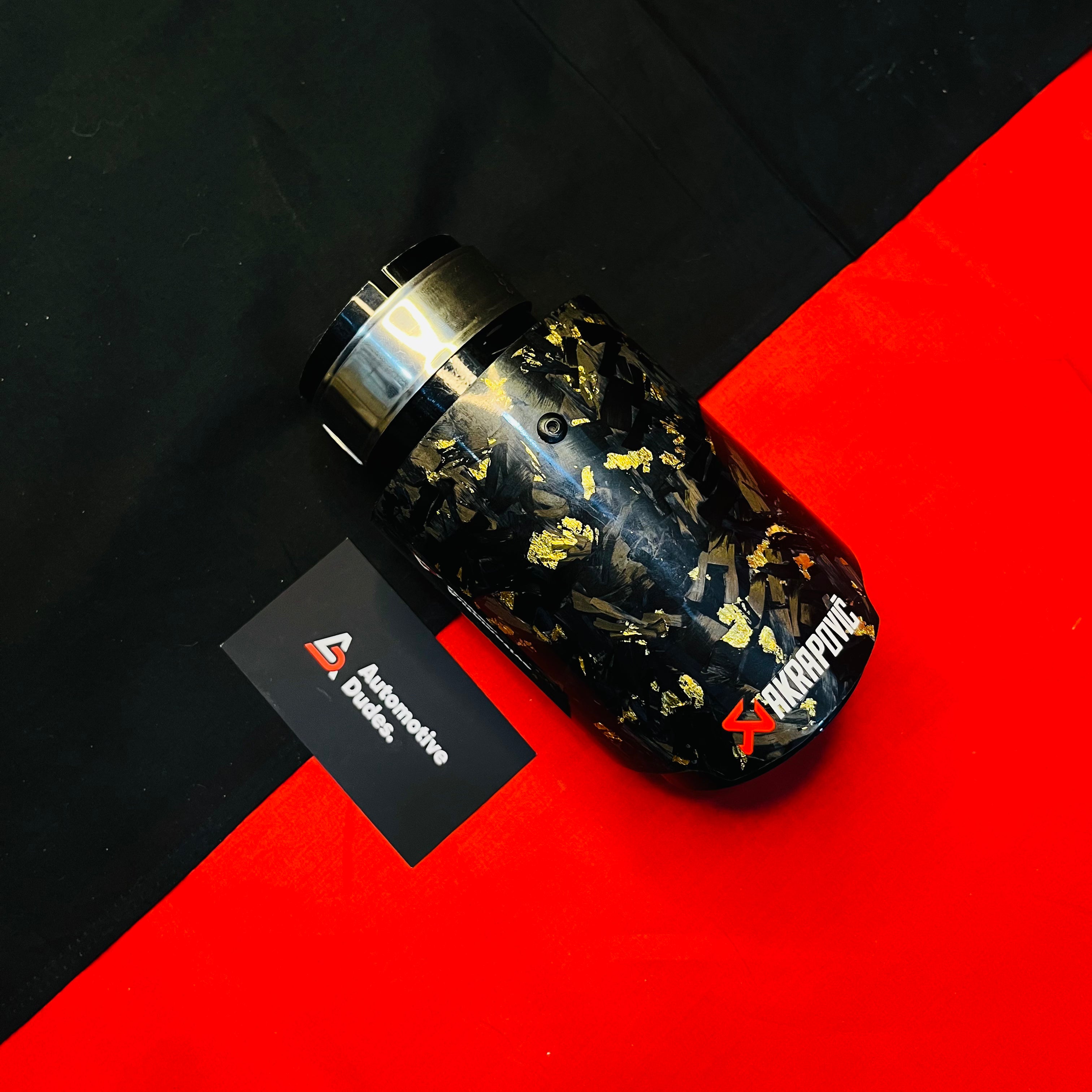 Akrapovic Single Exhaust Tip (Forged Carbon with Golden Flakes) | Single Muffler Tip | Universal Fit