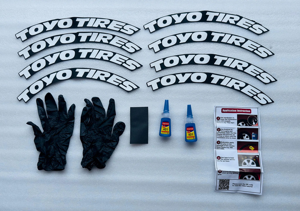 Tyre Stickers for car with kit (Set of 8)